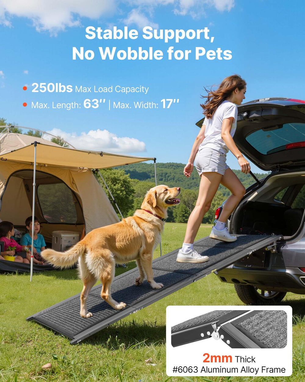 Rampa VEVOR para perros, diseño cuatro pliegues, almacenamiento fácil