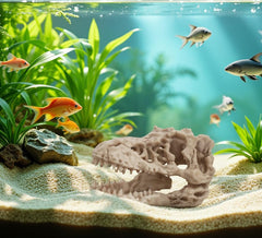 VibeNest cueva dinosaurio para acuario, refugio divertido para peces