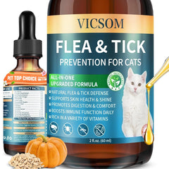Gotas para gatos VICSOM con sabor a salmón para uso diario.