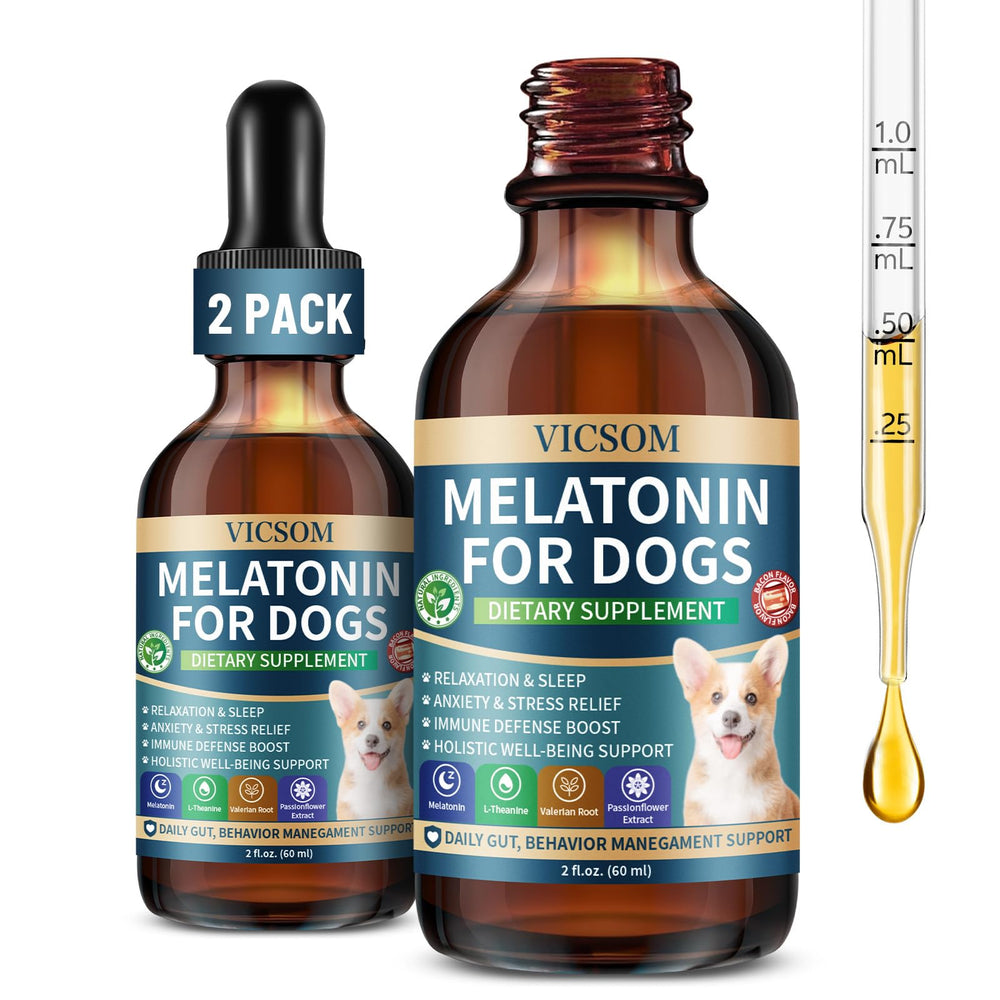 VICSOM melatonina para perros en botella, apoyo al sueño natural.