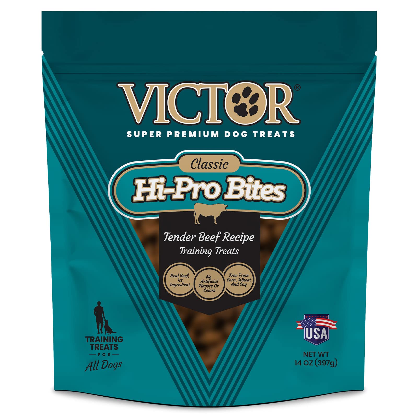 Victor Hi-Pro Bites carne-real para perros activos y enérgicos.