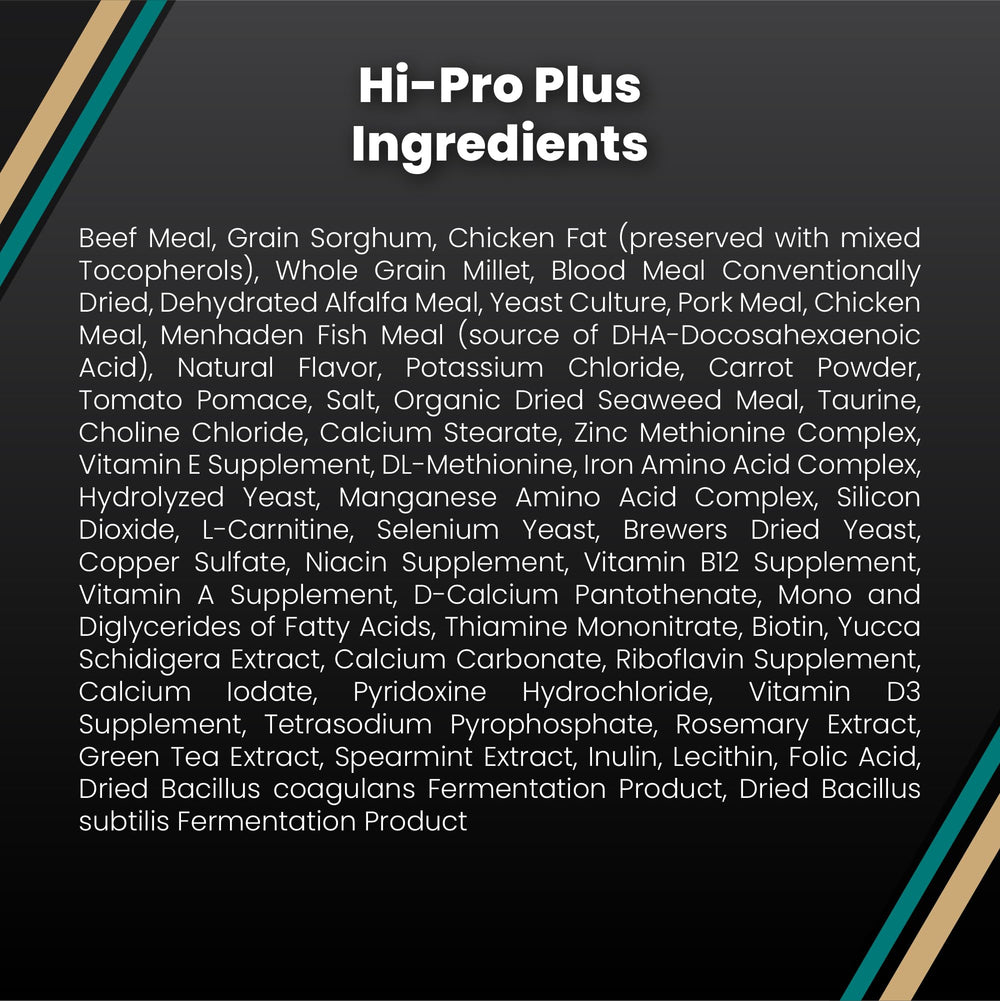VICTOR Hi-Pro Plus hecho en Texas, control de calidad y nutrición confiable.