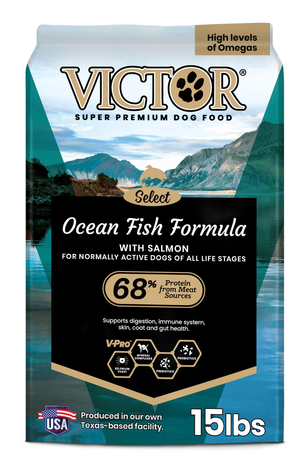 VICTOR Ocean Fish croquetas secas con salmón para pelaje brillante y energía diaria