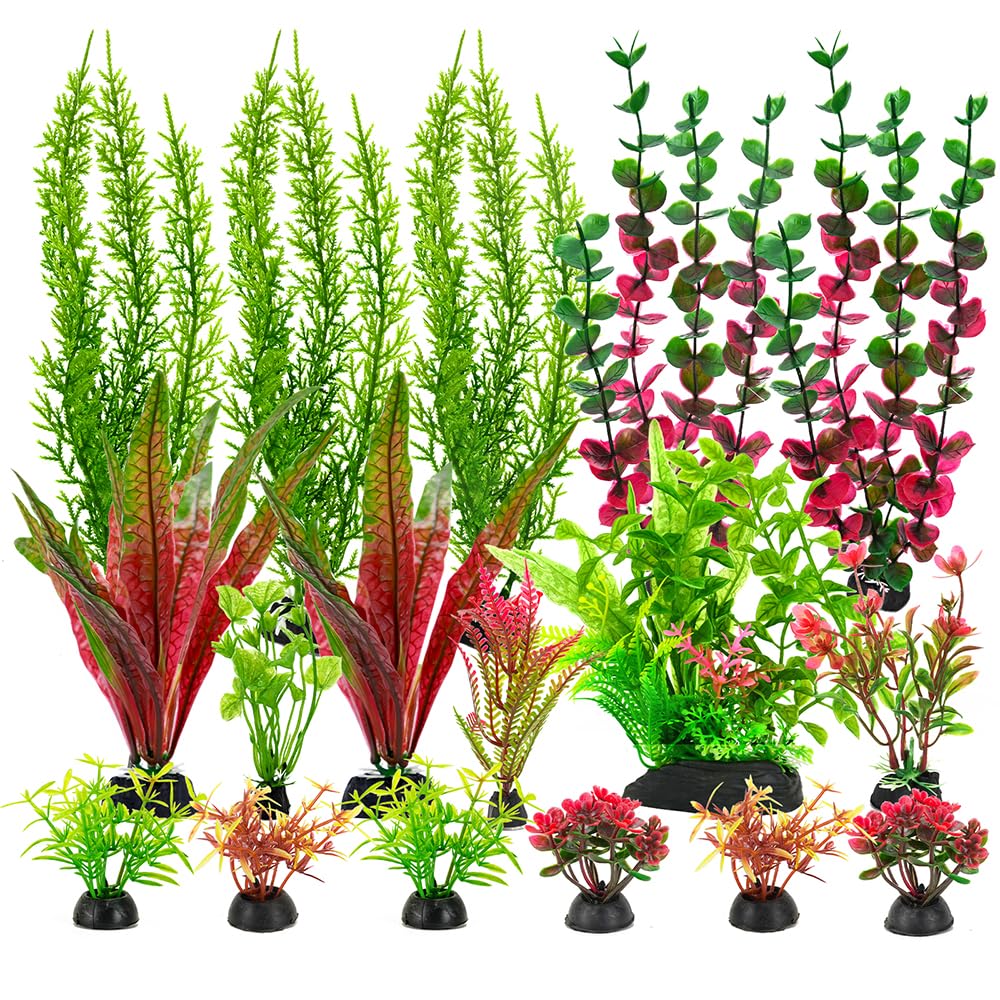 ViiWxx plantas para acuario: 18 piezas con follaje rojo y verde para tu tanque.