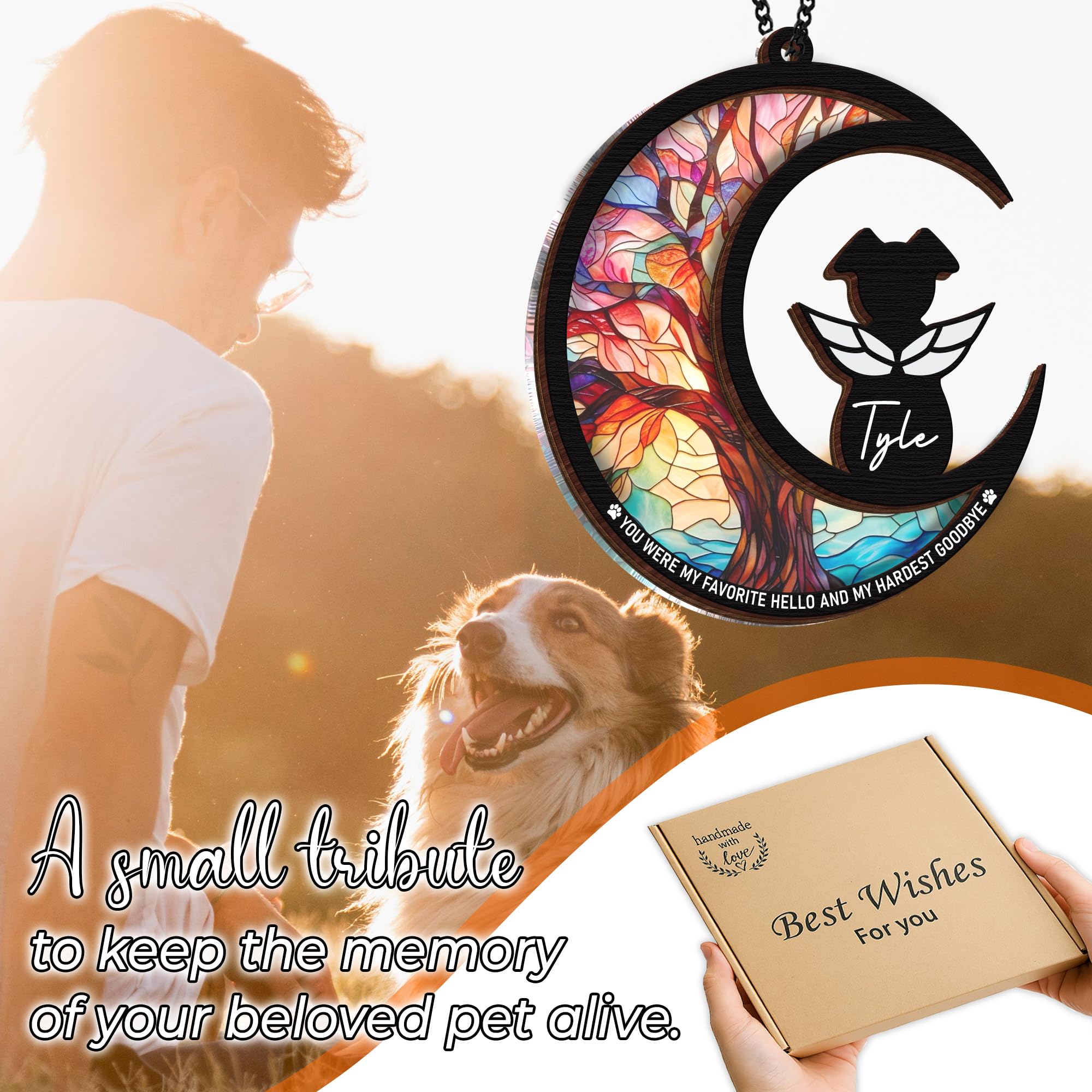 Vinatimes presentación-regalo memorial perro, listo para entregar con delicadeza.