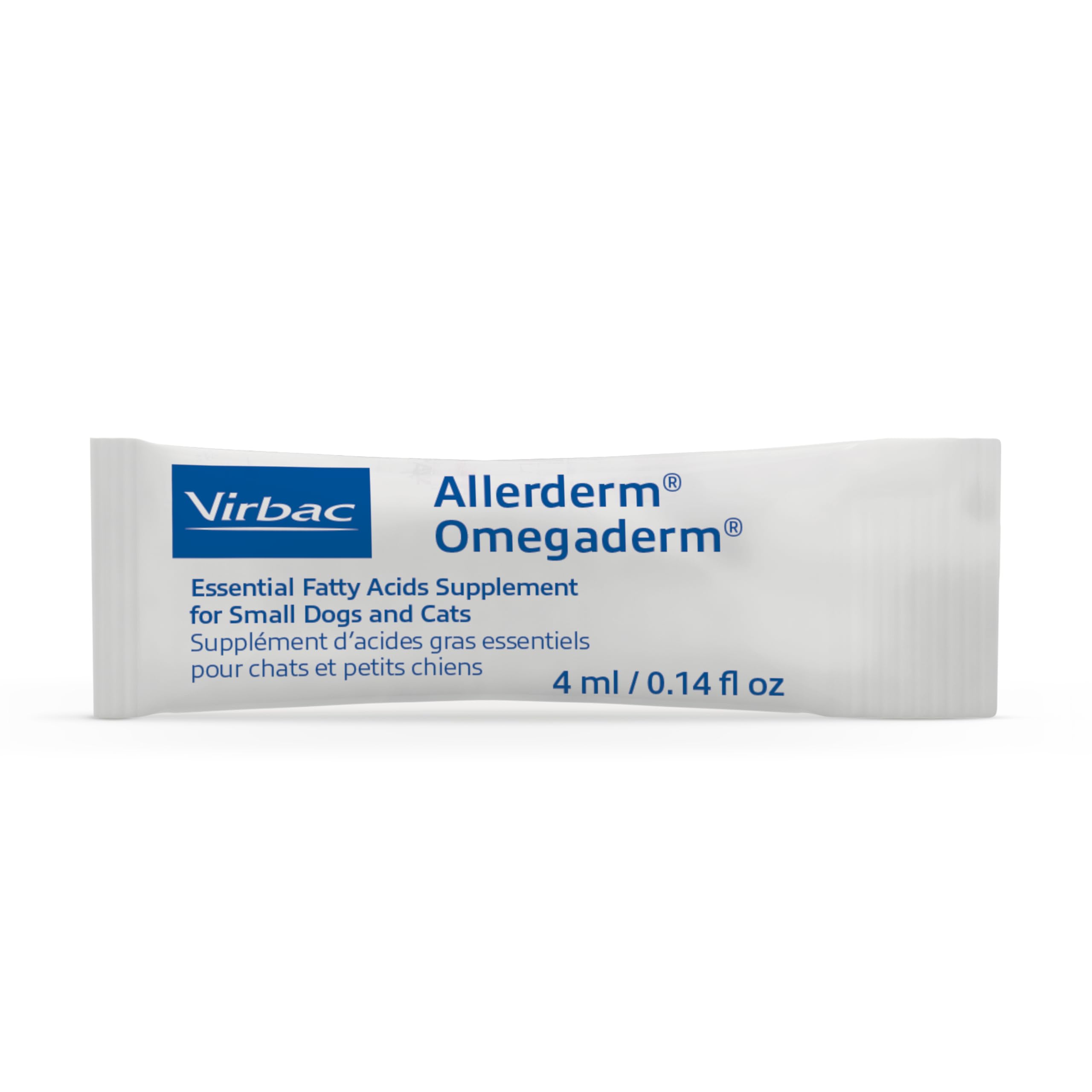 Virbac ALLERDERM OMEGADERM, etiqueta detallada para revisión rápida de ingredientes.