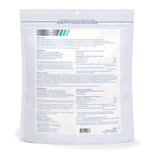 Virbac C.E.T. Enzimáticos dentales para perros en acción, masticación diaria.