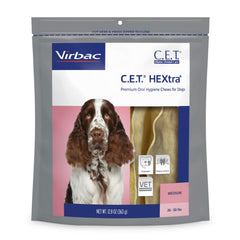Virbac C.E.T. HEXtra empaque para higiene bucal de perros, fácil de usar.