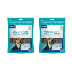 Virbac C.E.T. VeggieDent: dos bolsas para perros de 10–30 kg con 60 piezas para higiene dental diaria.