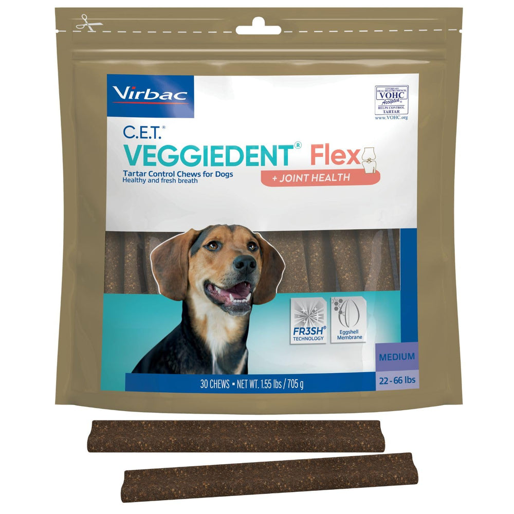 Virbac C.E.T. Veggiedent Flex: bocado dental en forma Z para limpieza dental.