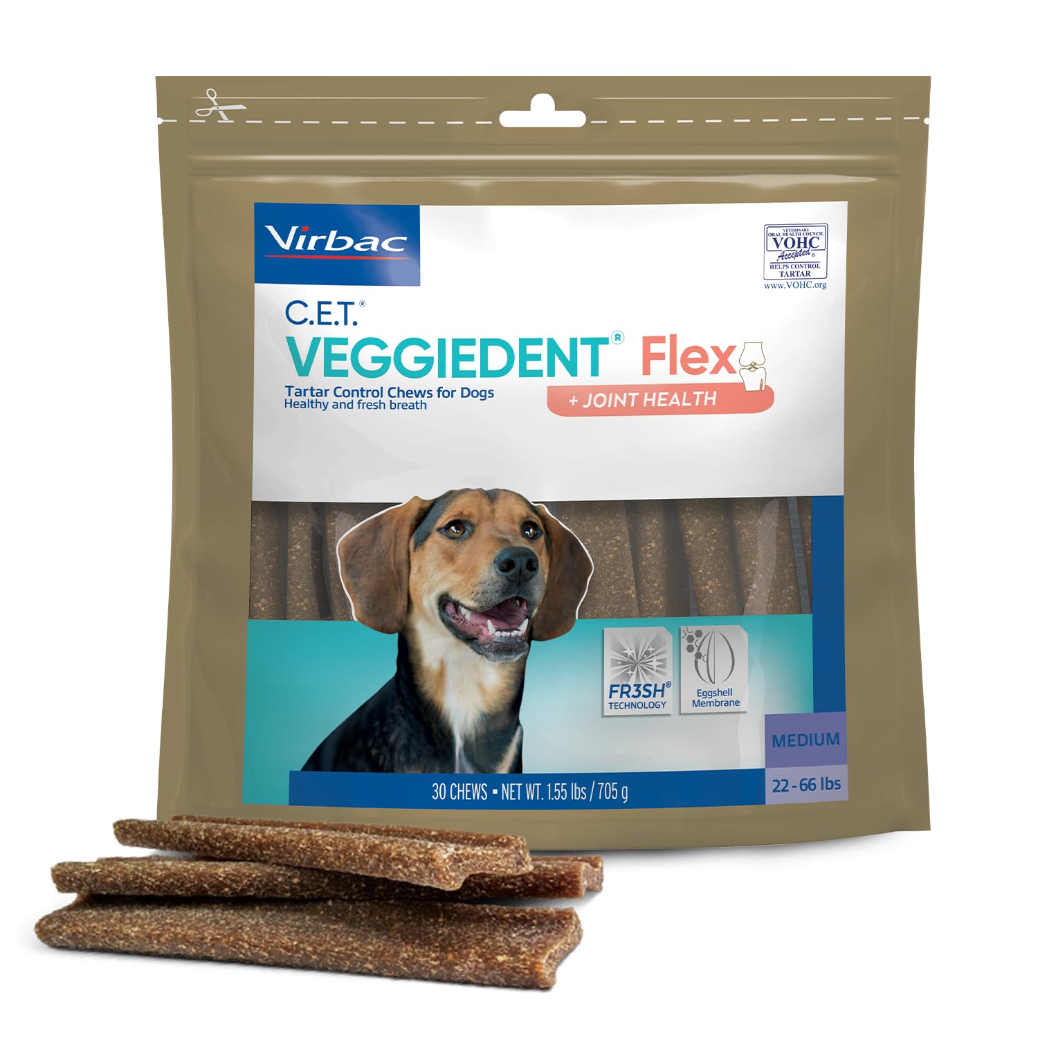 Virbac C.E.T. Veggiedent Flex: membrana de cáscara de huevo para articulaciones.