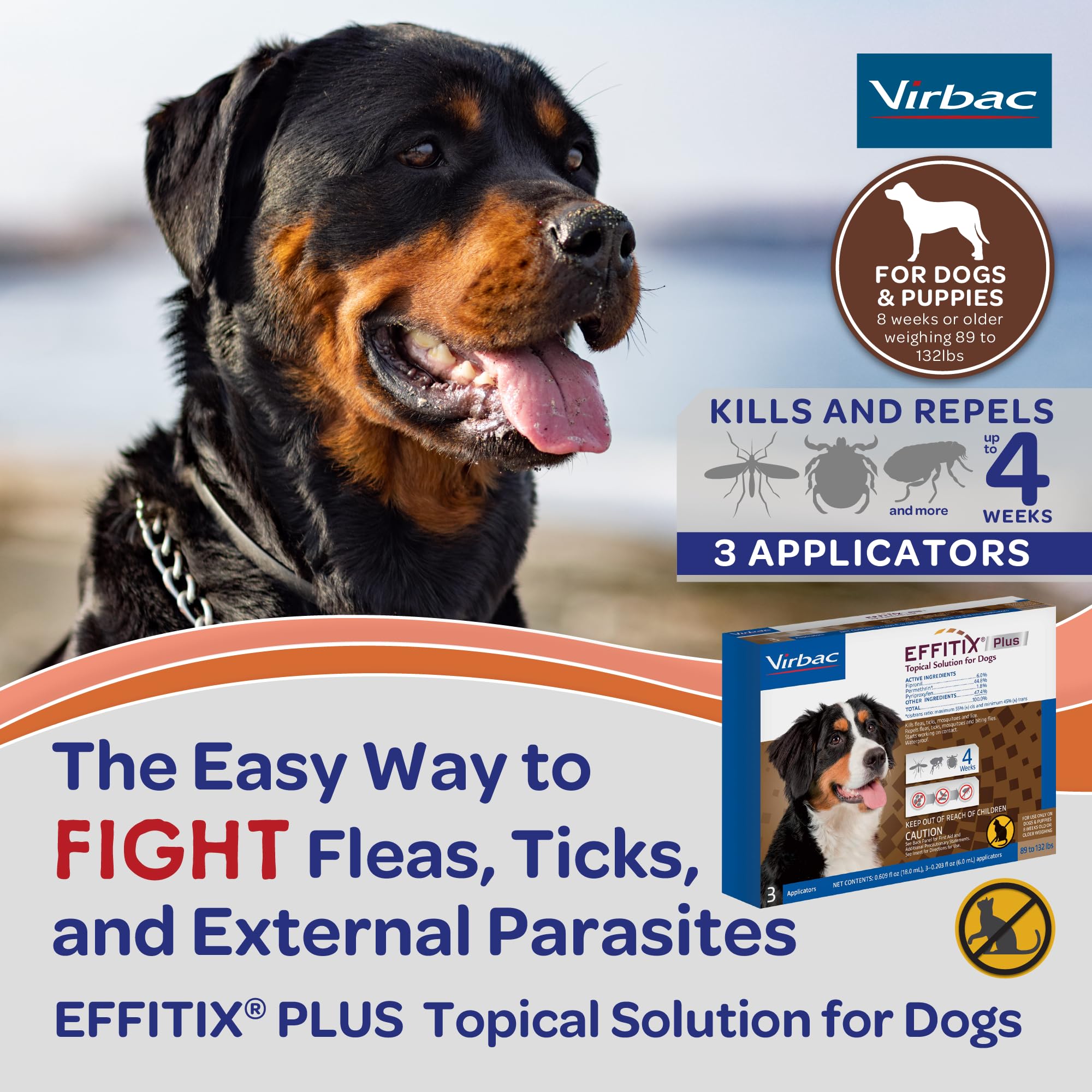 Virbac EFFITIX PLUS: protección contra pulgas y garrapatas en perros grandes