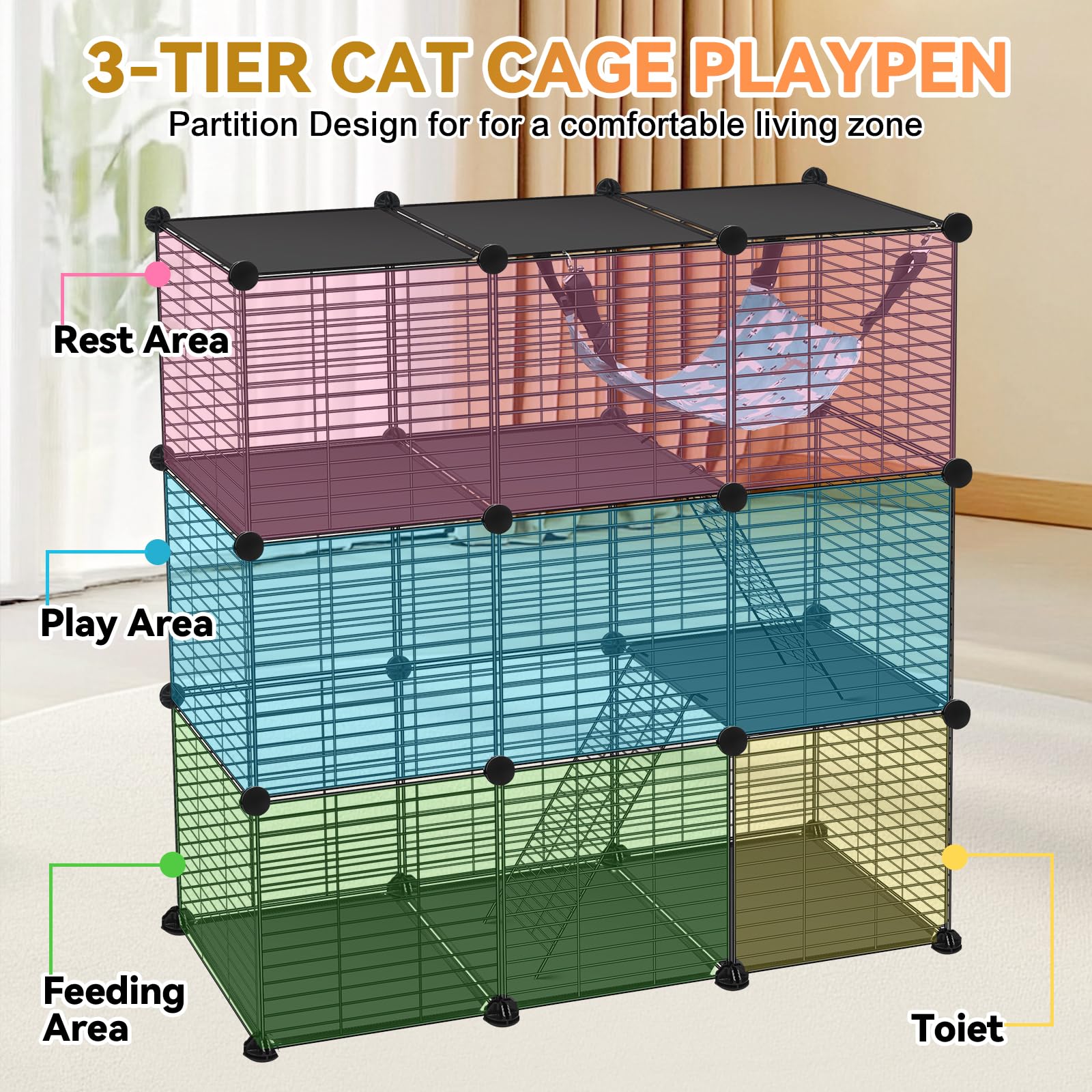 VISCOO catio con acceso de tres puertas para interacción y limpieza