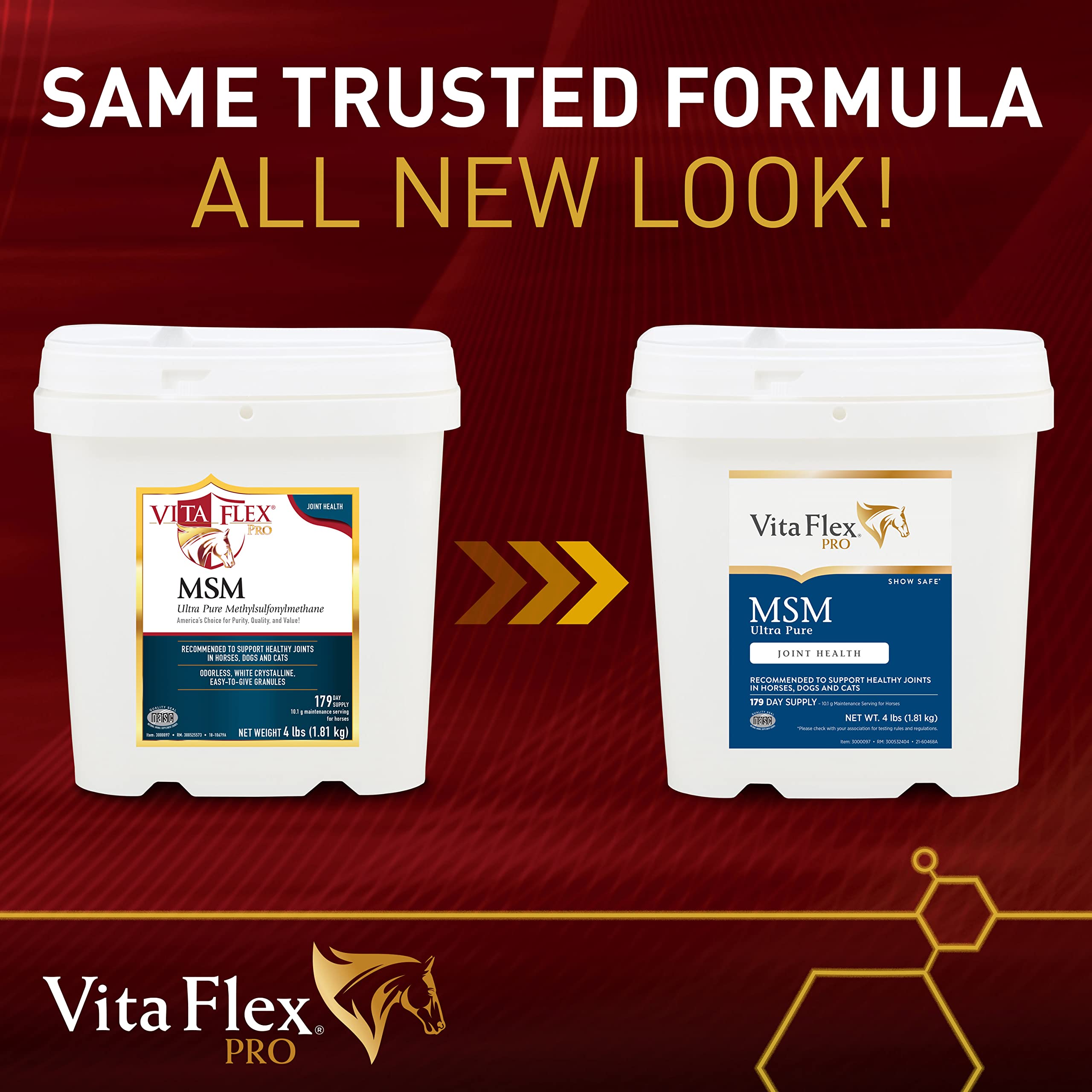 Vita Flex MSM Ultra Pure, polvo sin olor, facilita la dosificación diaria en alimentación.