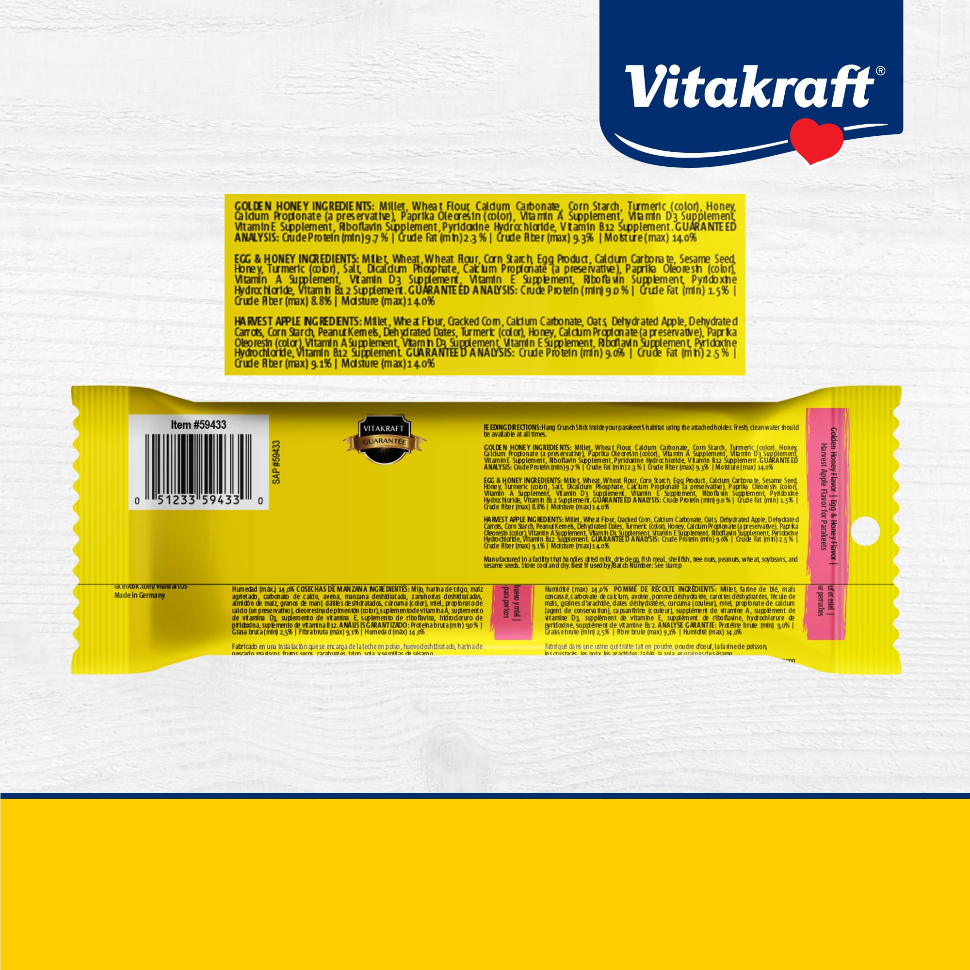 Vitakraft Bâtonnets croquants Perruche, activité forage naturelle et stimulation mentale.