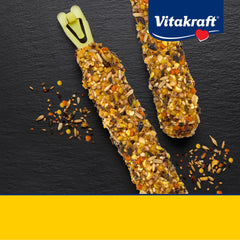 Vitakraft Crunch Sticks Conure, textura triple crujiente para entretenimiento y juego.