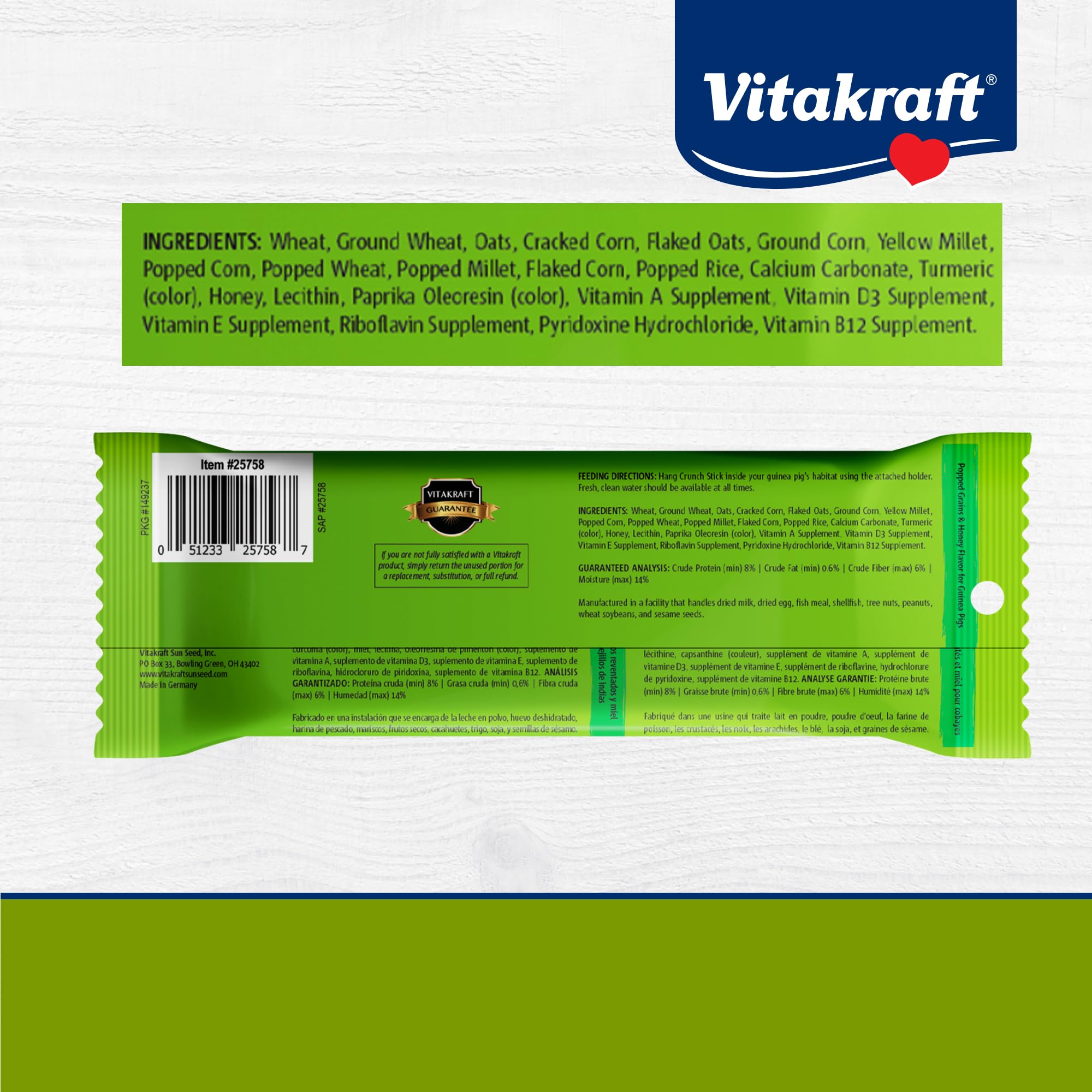 Vitakraft Crunch Sticks aroma suave a miel que invita a explorar.
