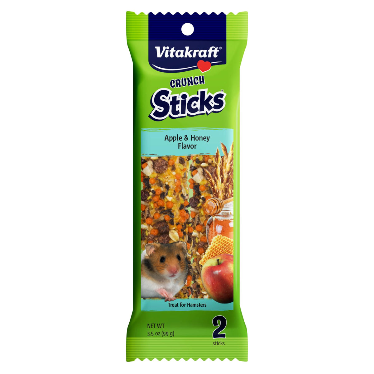 Vitakraft Crunch Sticks para hámster, paquete con dos palitos para masticar y entretenimiento.