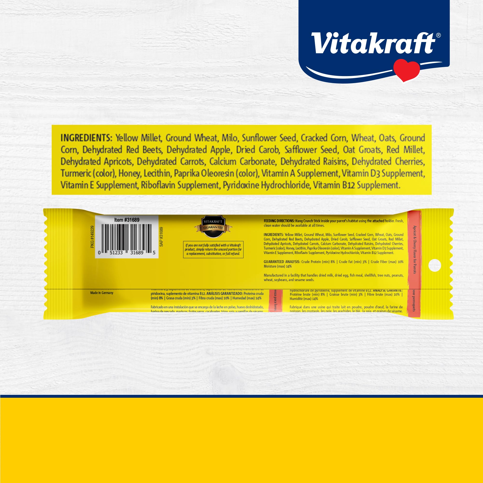 Snack frutal Vitakraft Crunch Sticks ofrece variedad de meriendas para aves
