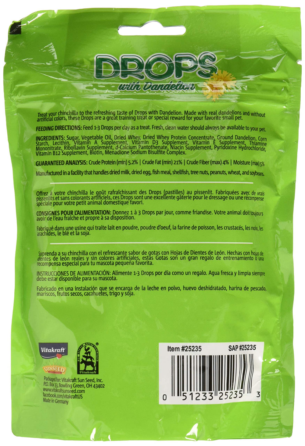 Uso diario de Gotas de Diente de León para chinchilla, sabor suave.