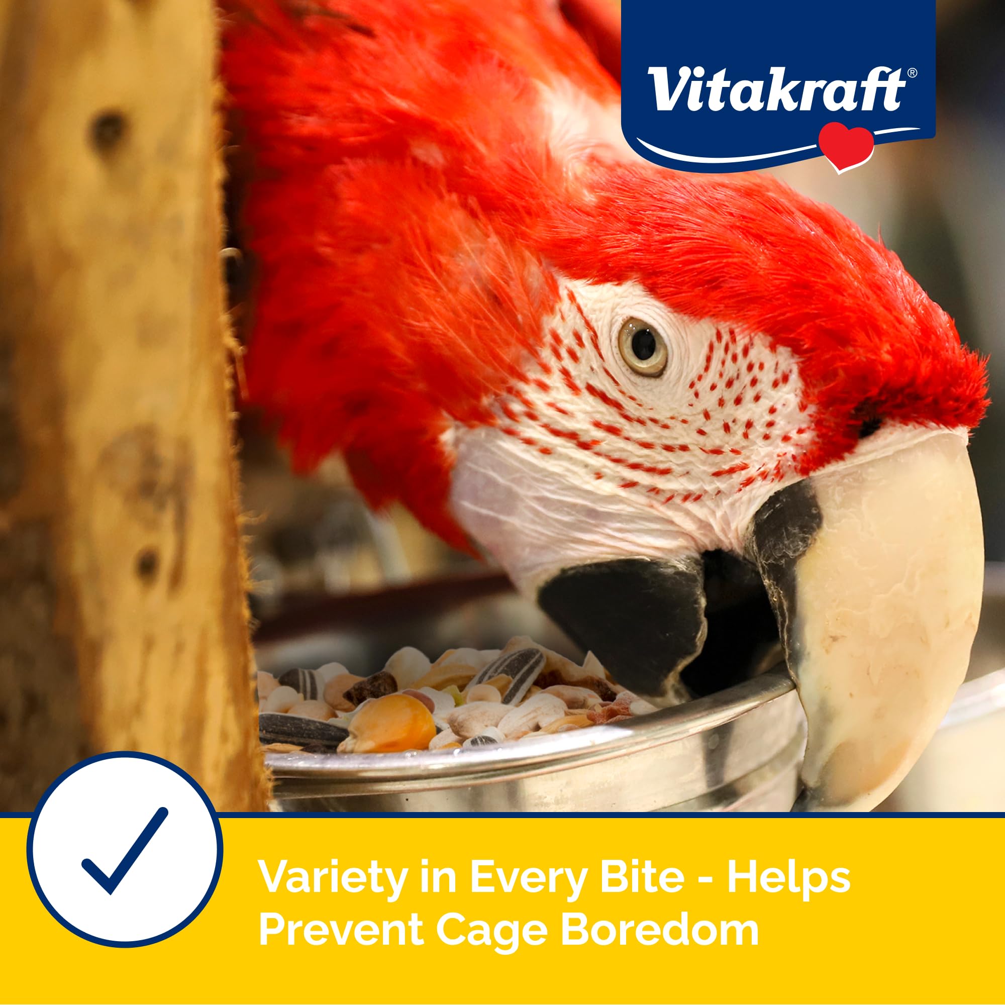 Vitakraft Menu para loros: apoyo al ciclo de muda para plumaje saludable.