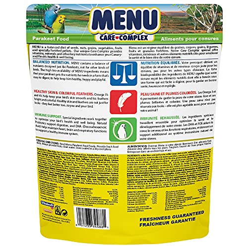 Vitakraft Menu para periquitos: mezcla de semillas y granos para nutrición equilibrada.
