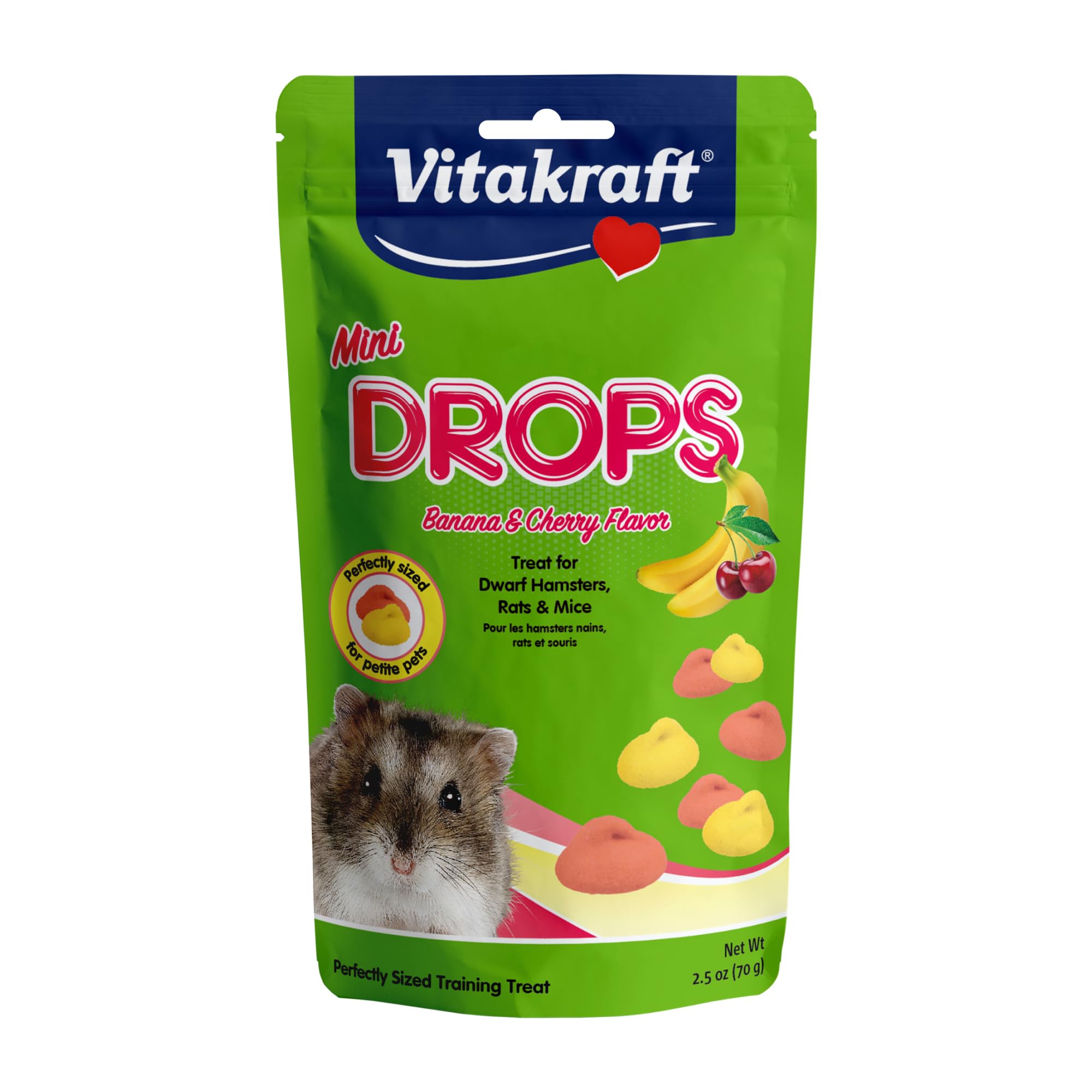 Vitakraft Mini Drops en empaque de 2.5 oz para entrenamiento diario.