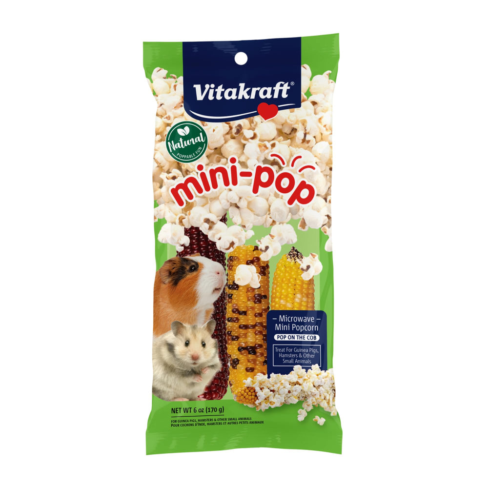 Vitakraft Mini-Pop maíz reventado: snack crujiente natural para mascotas pequeñas.