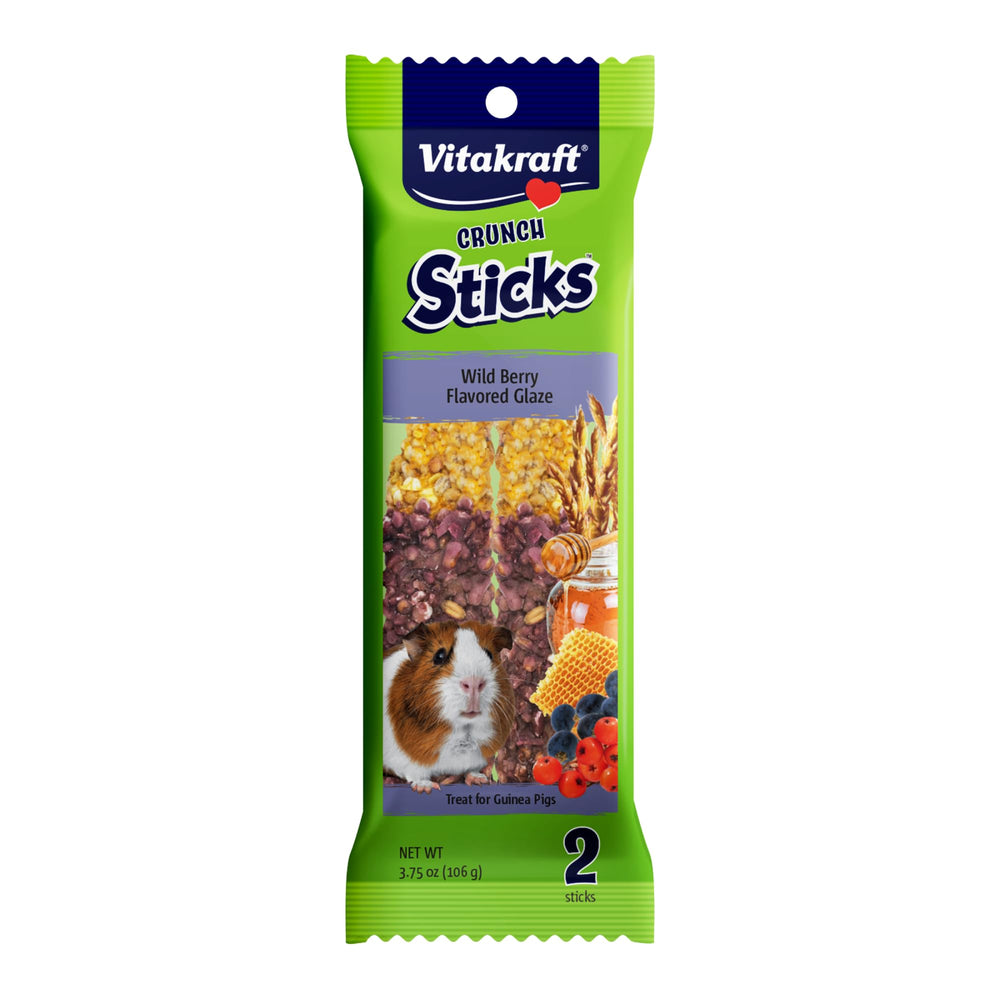 Vitakraft palitos cobaya con glaseado selva, sabor delicioso y texturas enriquecedoras.