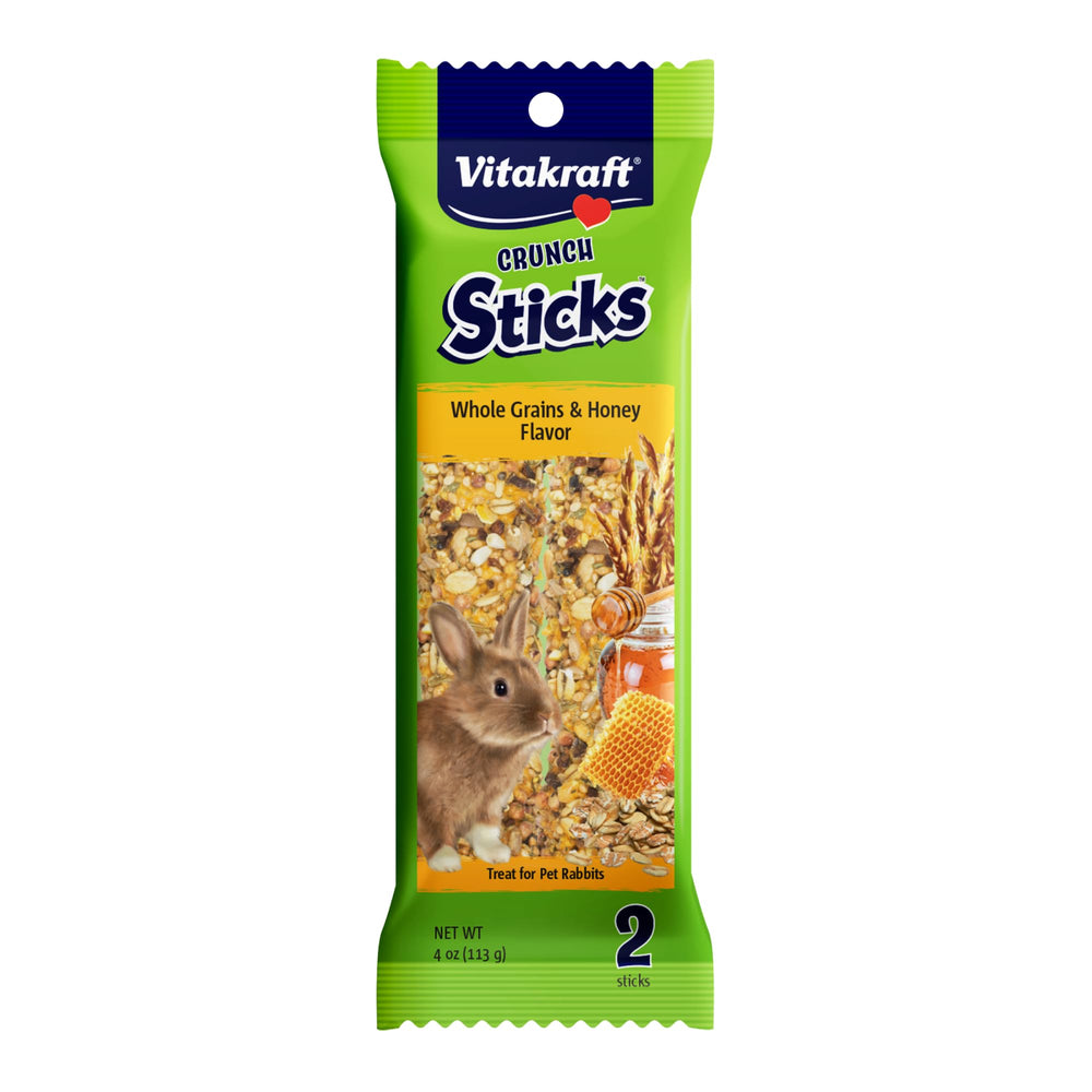 Vitakraft palitos crujientes con granos integrales y miel para un snack sabroso.