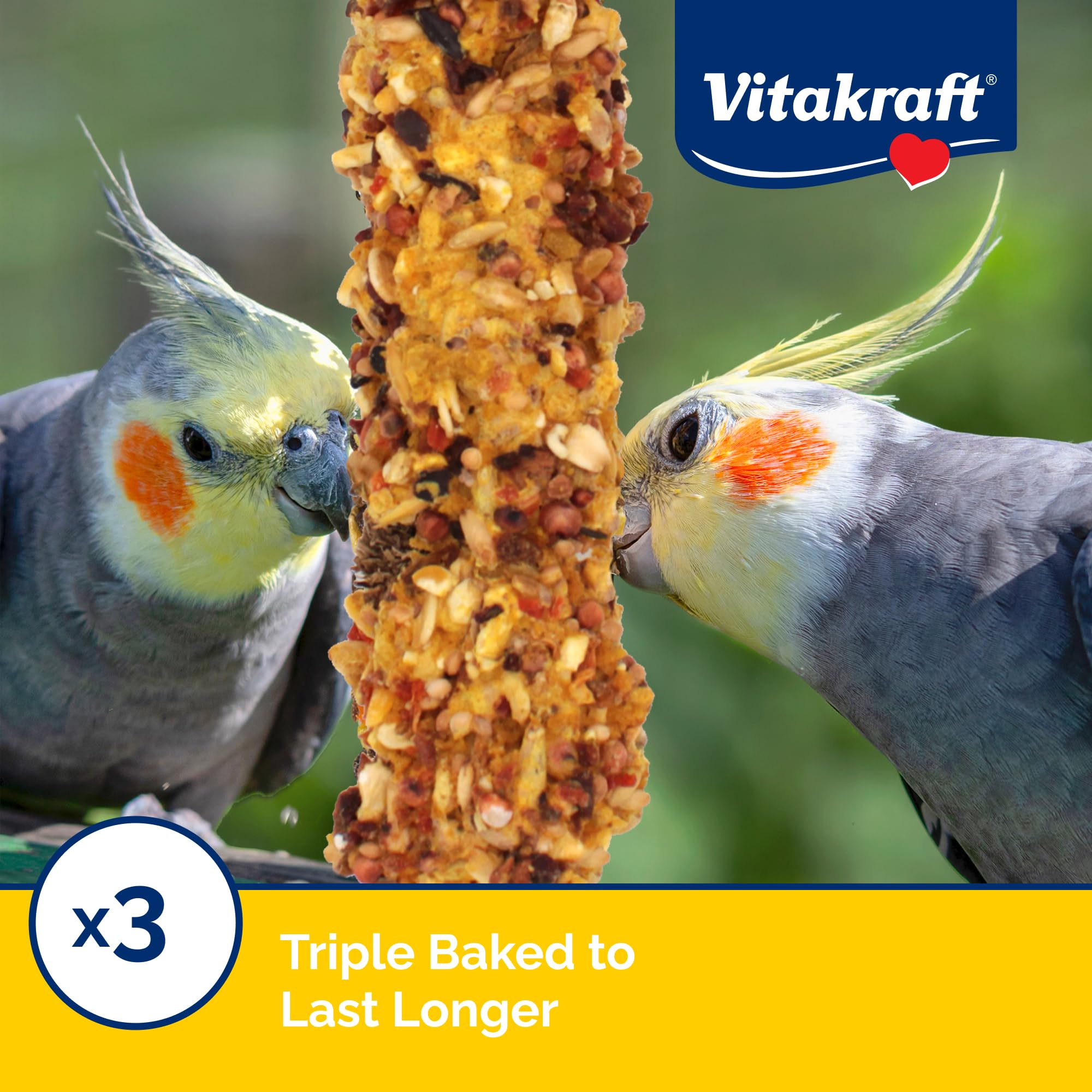 Palitos Vitakraft fortificados con vitaminas y minerales para aves.