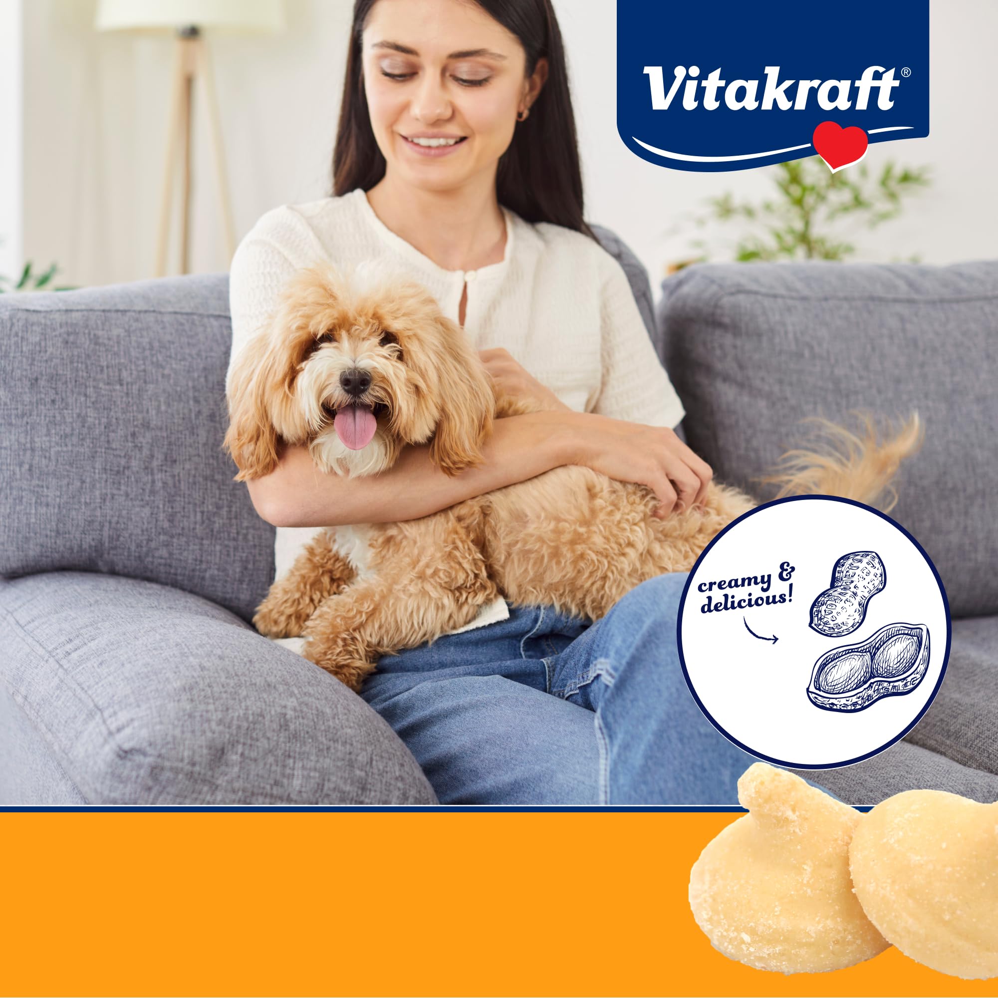Vitakraft vitaminas A D3 E B12 en cada premio.