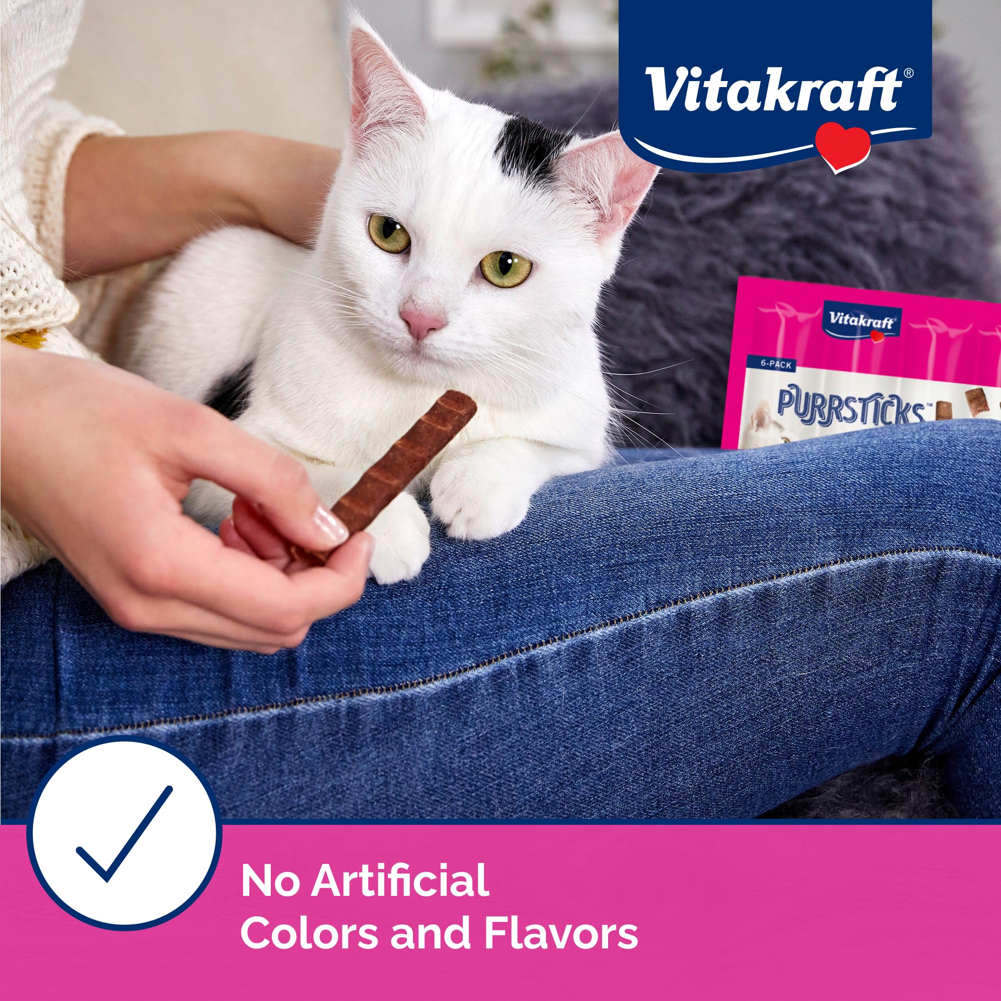 Vitakraft PurrSticks alto contenido de carne pollo y pavo de calidad.