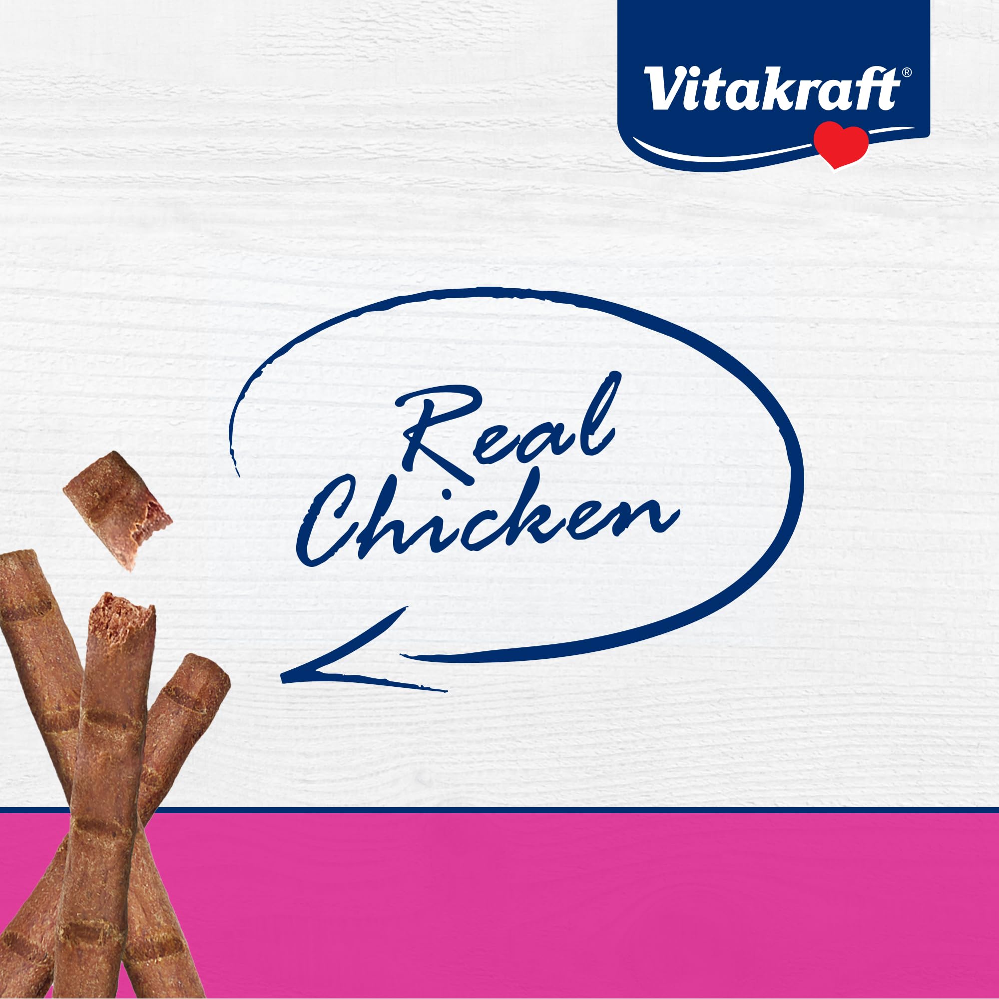 Vitakraft PurrSticks textura seca pero tierna para dientes sensibles de tu gato.