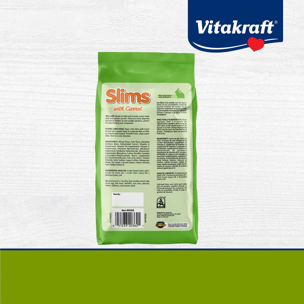 Vitakraft Slims Carotte : boîte pratique de 283 g pour le quotidien.