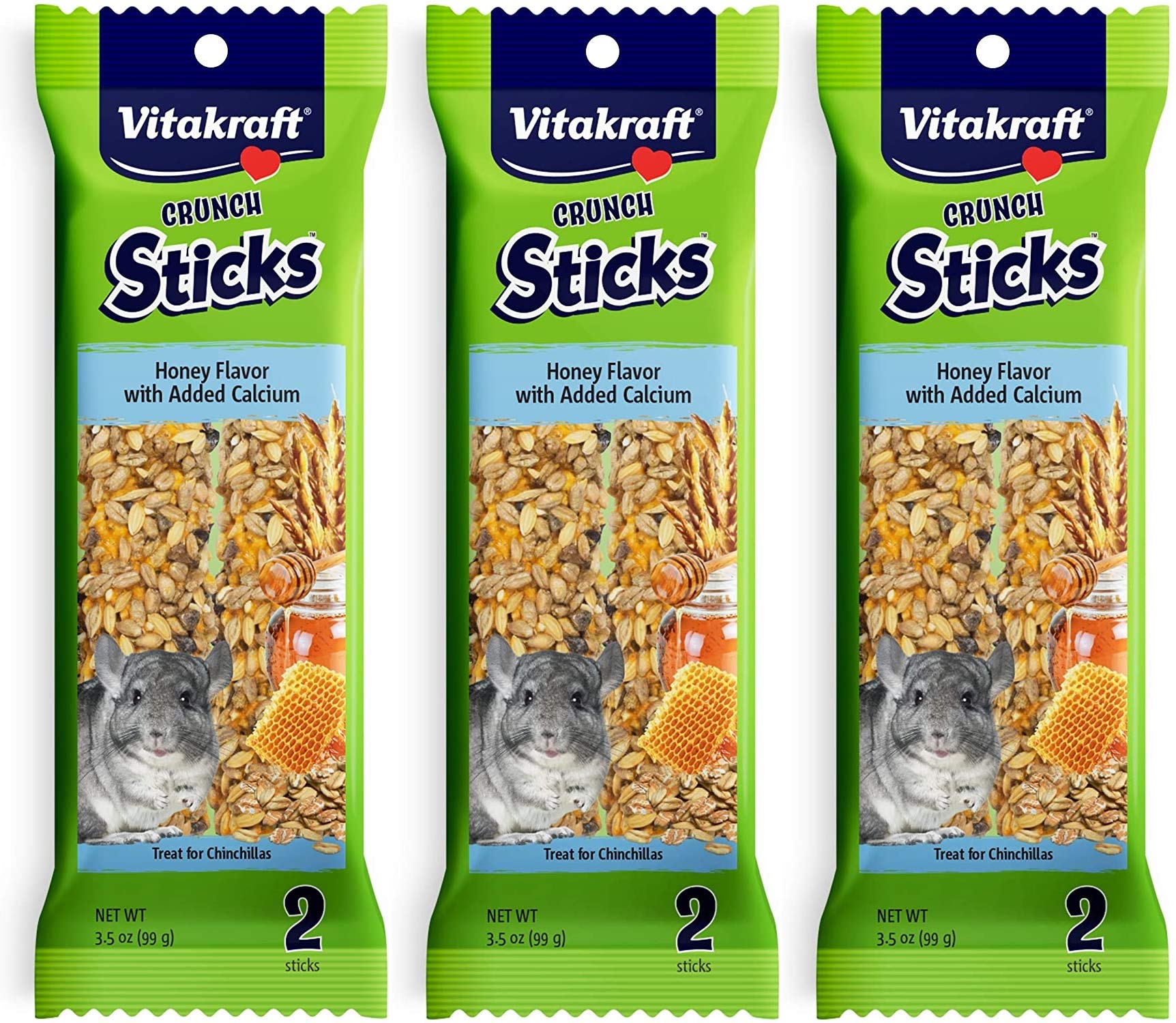 Vitakraft palitos crujientes miel calcio para chinchillas, snack nutritivo