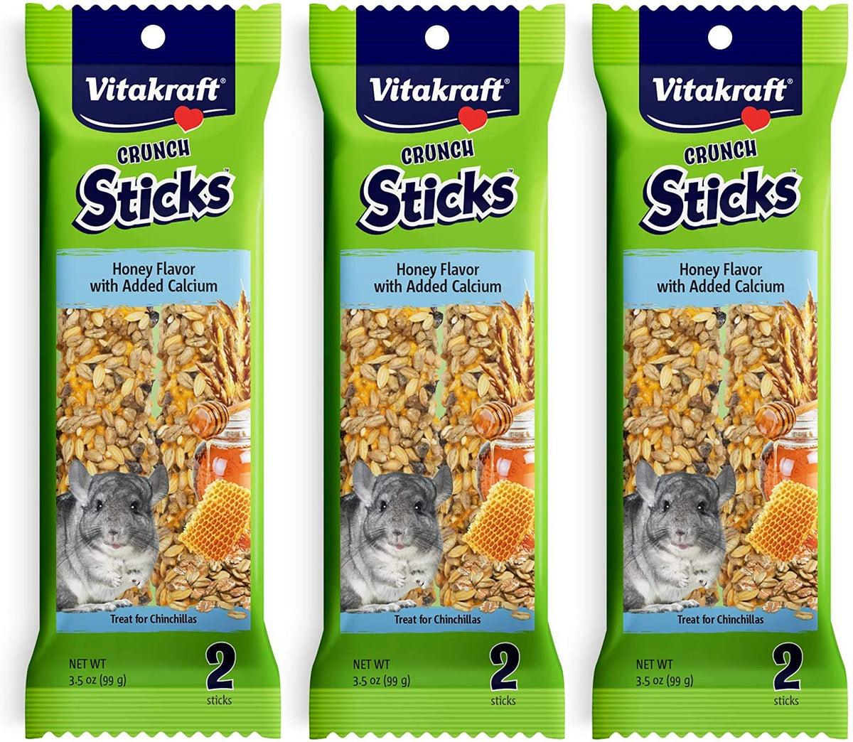 Vitakraft palitos crujientes miel calcio para chinchillas, snack nutritivo
