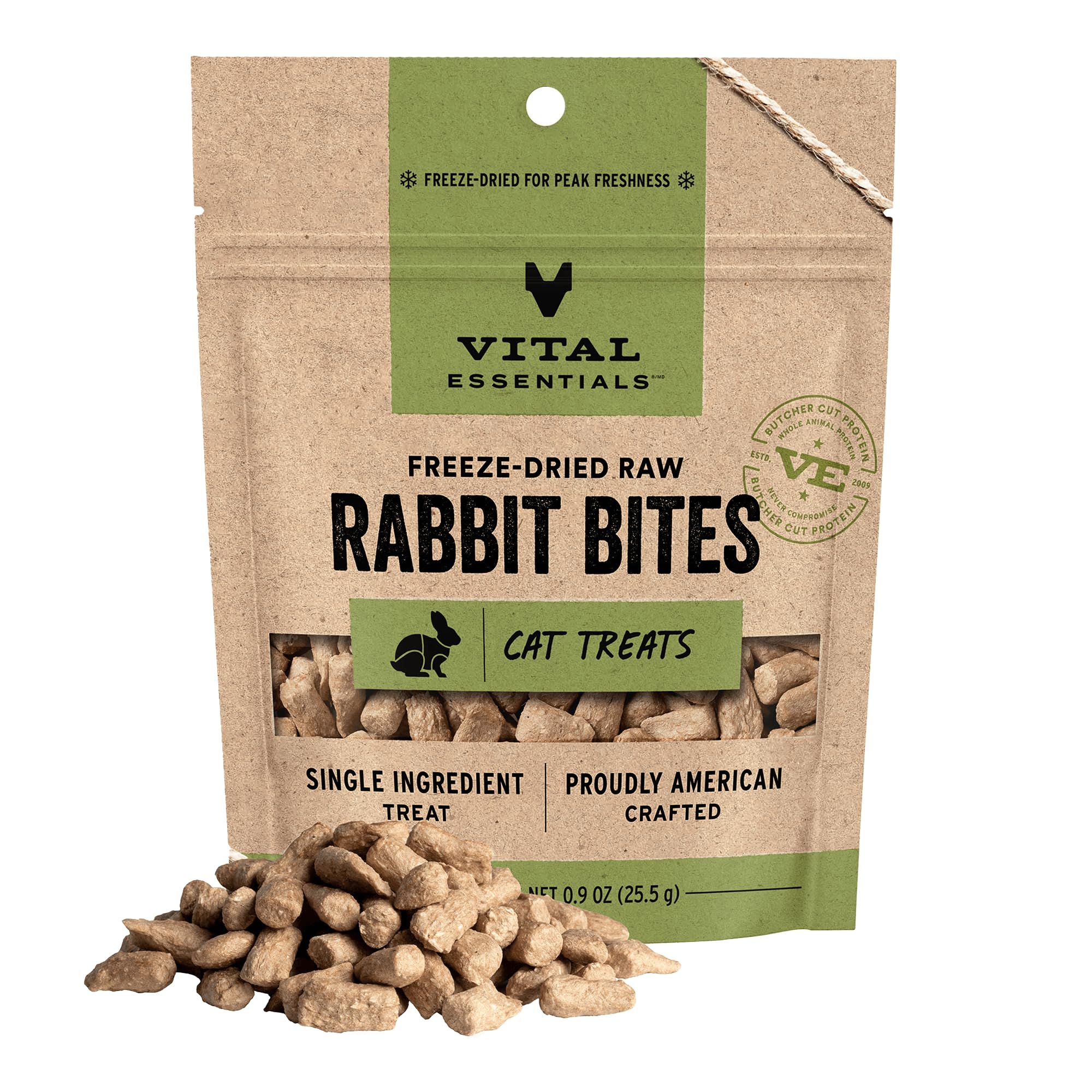 Vital Essentials conejo-bocados-crujientes: snack proteico para gatos activos
