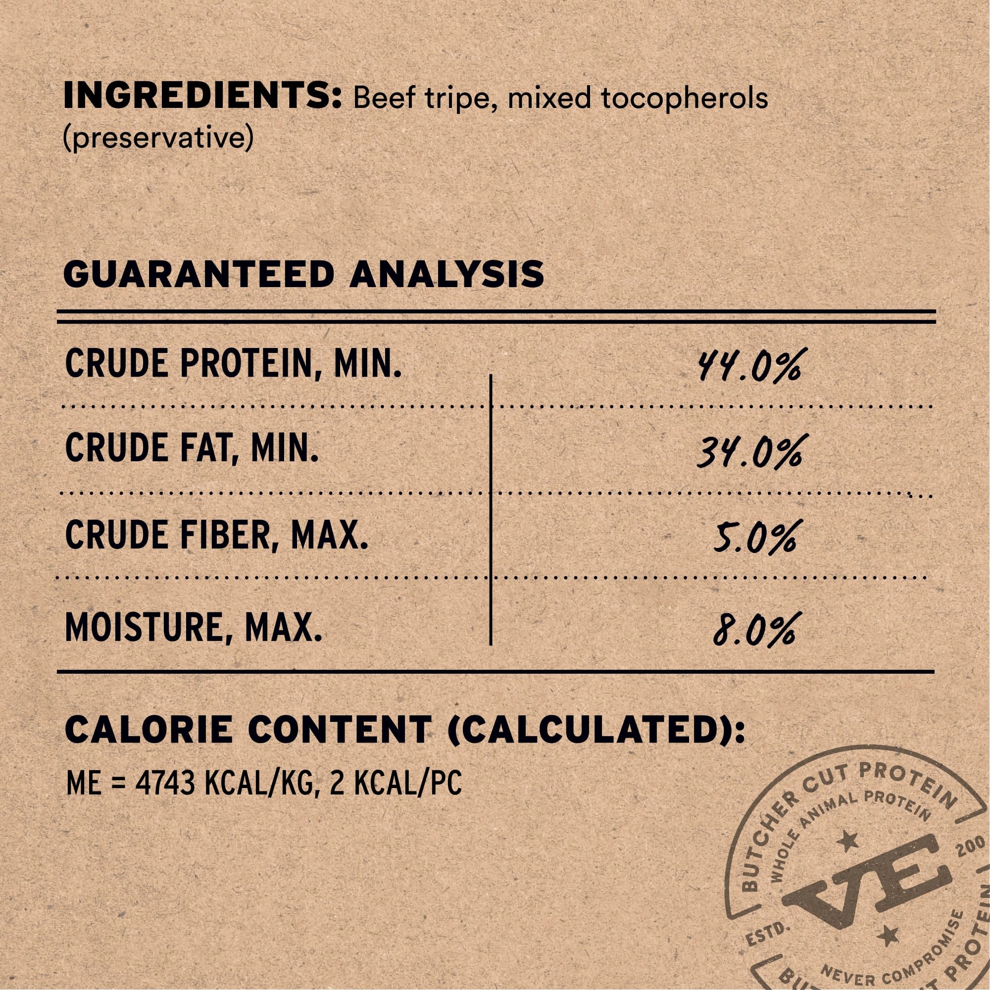 Close-up of freeze-dried texture from Vital Essentials beef tripe