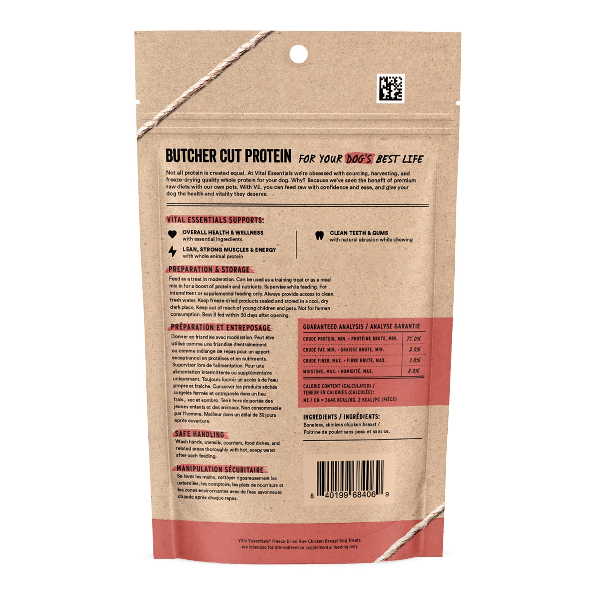 Vital Essentials ingrediente-unico-pollo, ideal para dietas con proteína única.