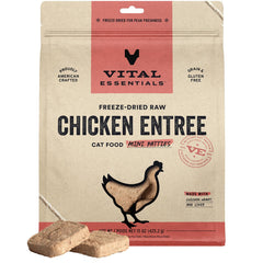 Vital Essentials mini hamburguesas de pollo crudo para gatos, proteína de alta calidad.