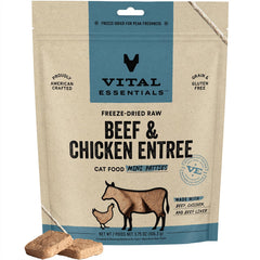 Vital Essentials mini patty carne y pollo: porciones proteicas para gatos activos.