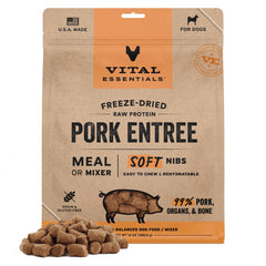 Vital Essentials nibs suaves de cerdo crudo para perros con dientes sensibles
