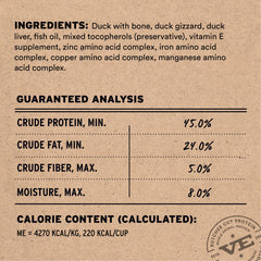Vital Essentials pato hueso y órganos para nutrición equilibrada