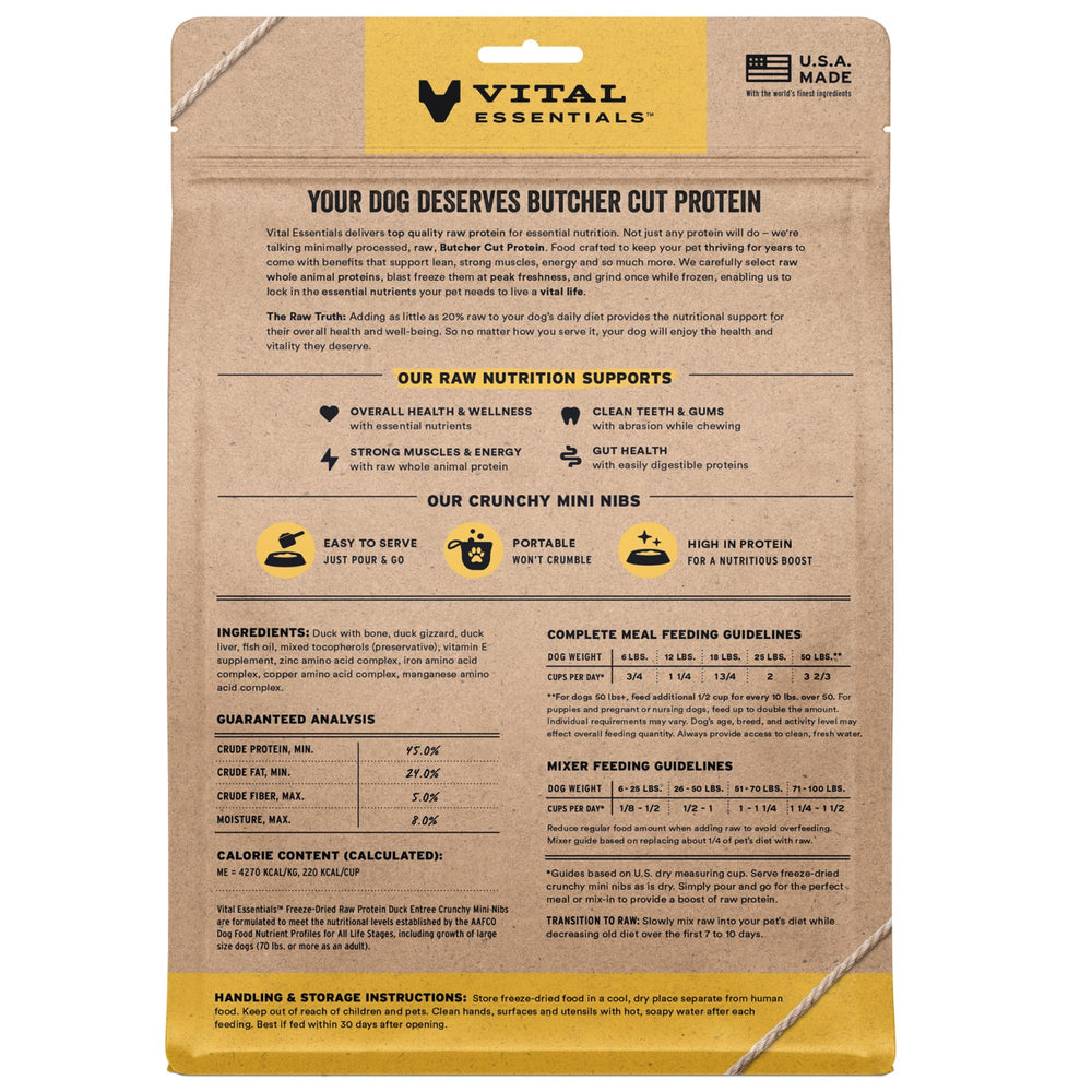 Vital Essentials pato proteína pura para dietas de perros activos