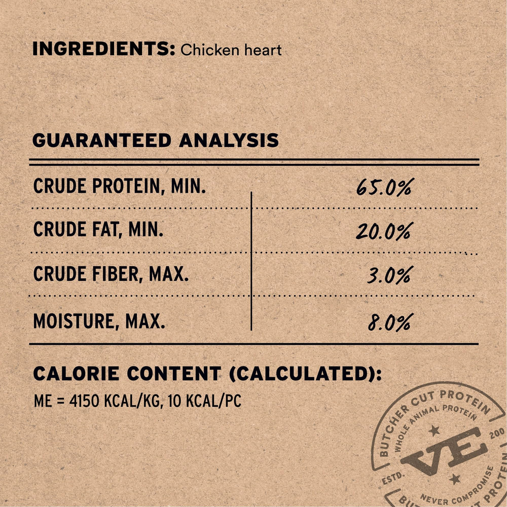 Vital Essentials proceso de liofilización mantiene nutrientes en corazones de pollo crudos