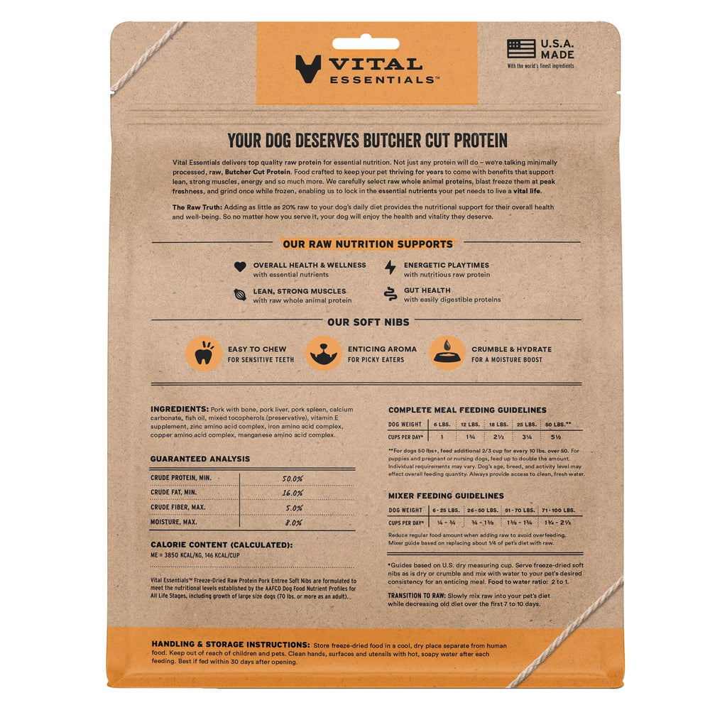 Vital Essentials proteína alta de cerdo y órganos para energía diaria