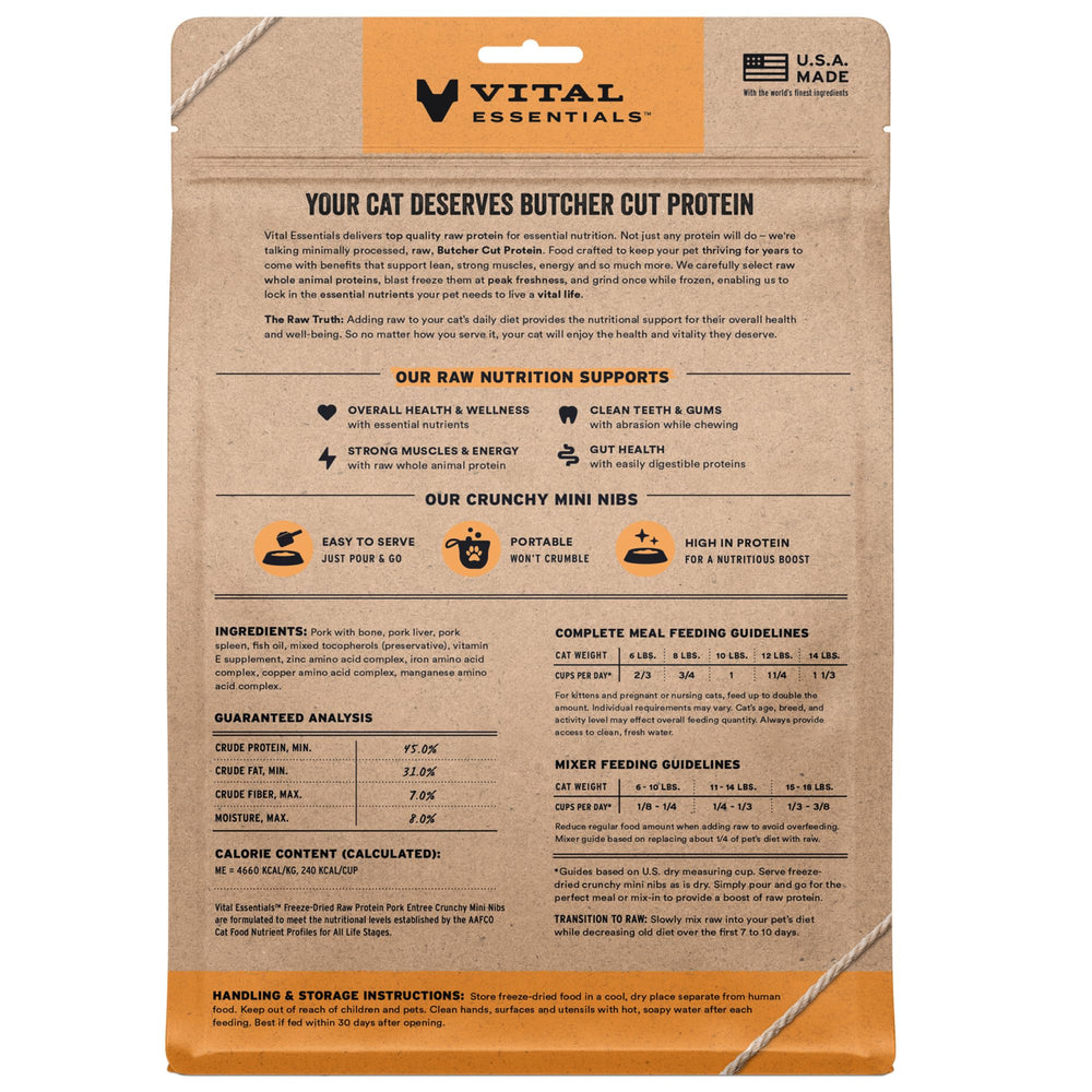 Vital Essentials proteína pura de puerco, origen de EE. UU., apoyo para músculos y energía