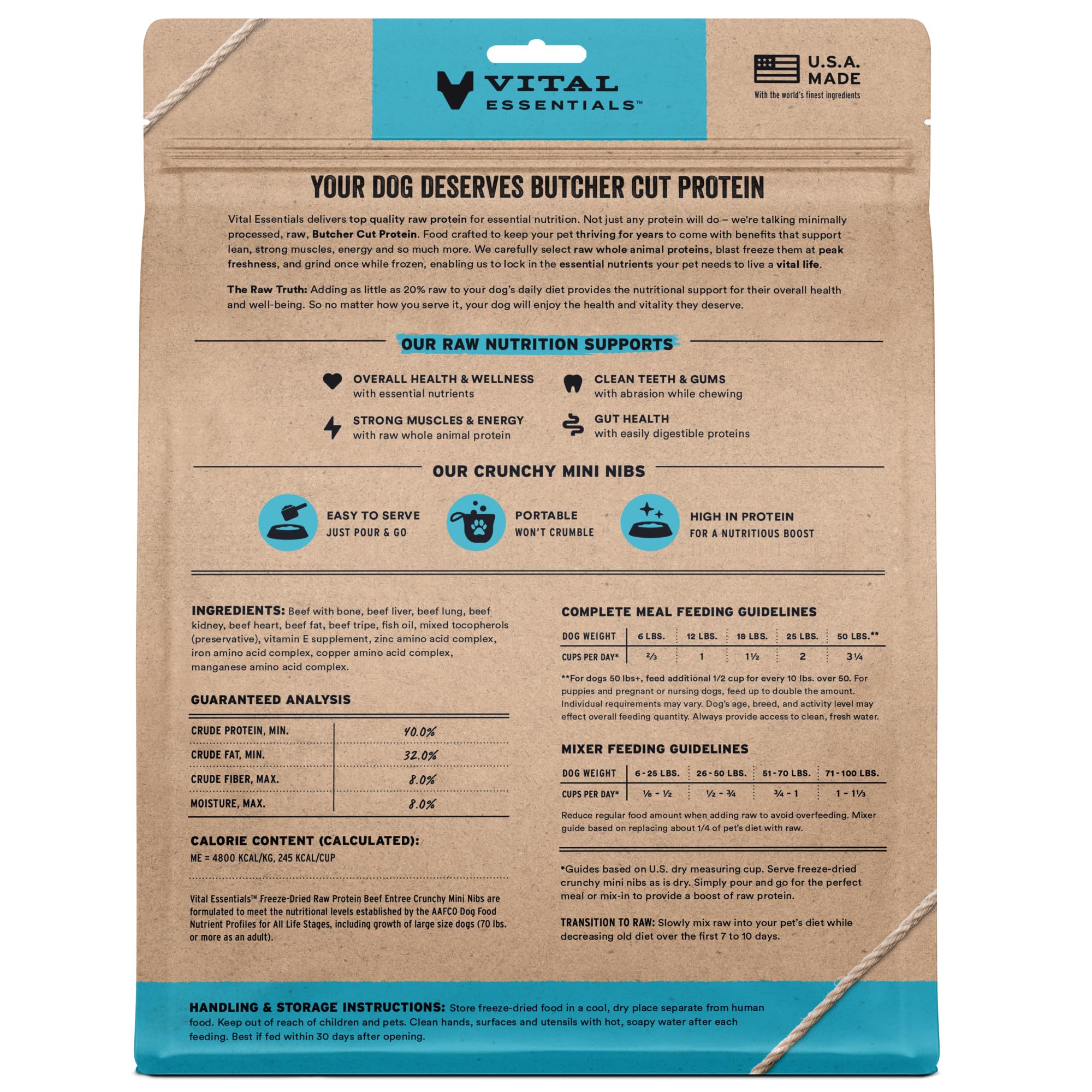 Vital Essentials: res, órganos y hueso para una dieta de alta proteína.