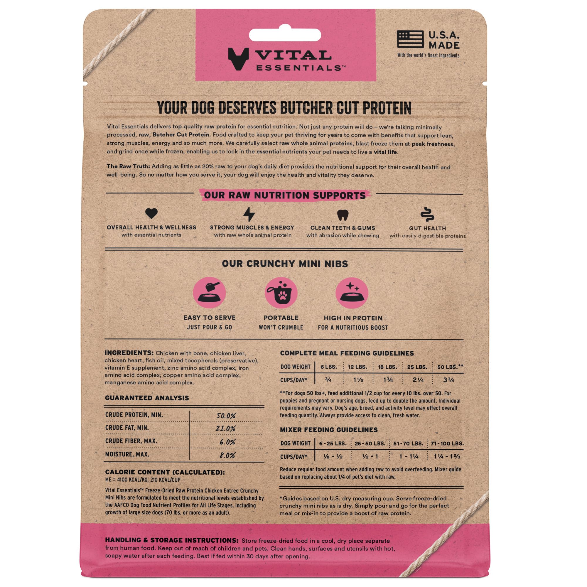 Vital Essentials trozos crujientes de pollo, fuente de proteína de calidad